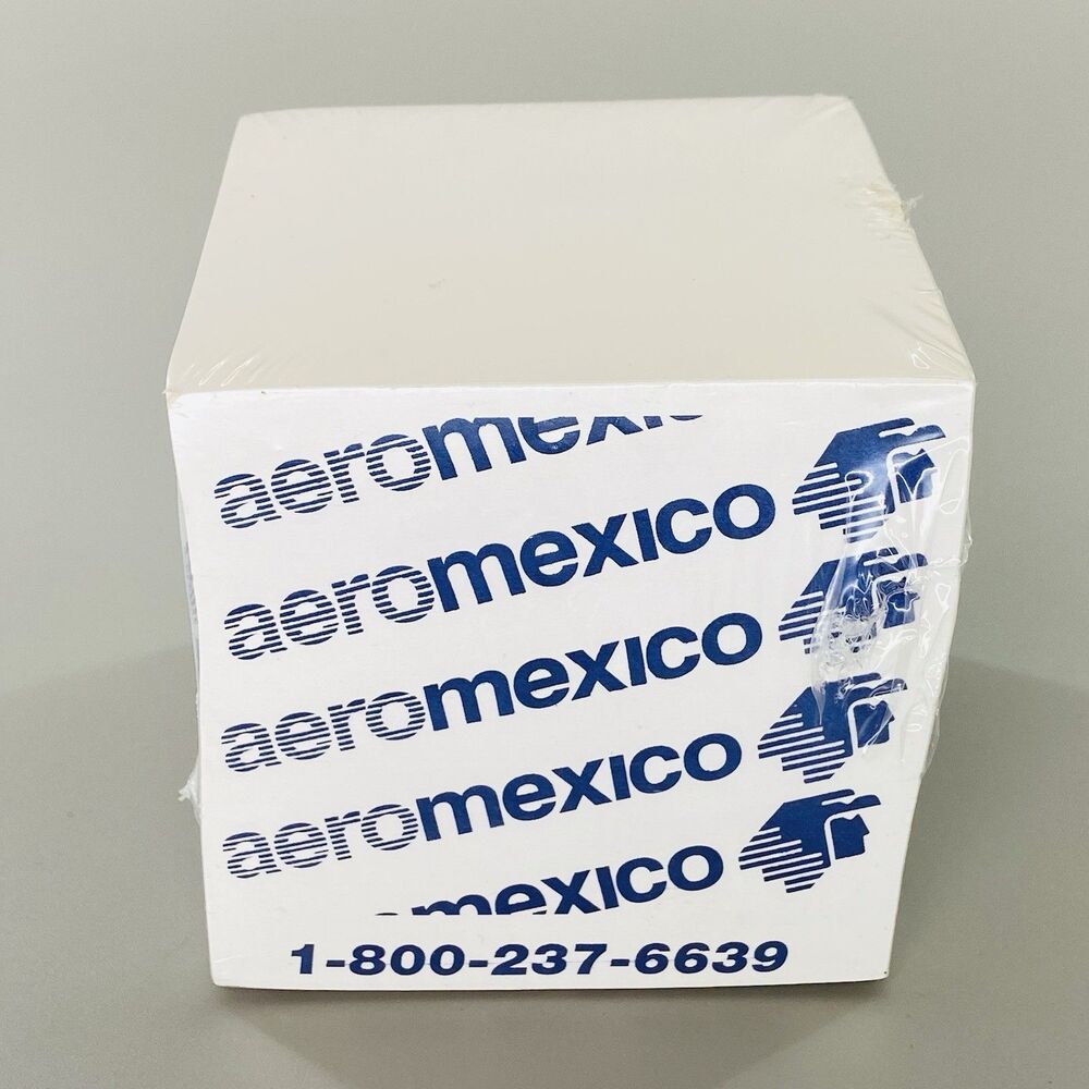 Vintage Aeromexico Airline Logo Paper Cube Note Pad Block Desk Promo Sealed
